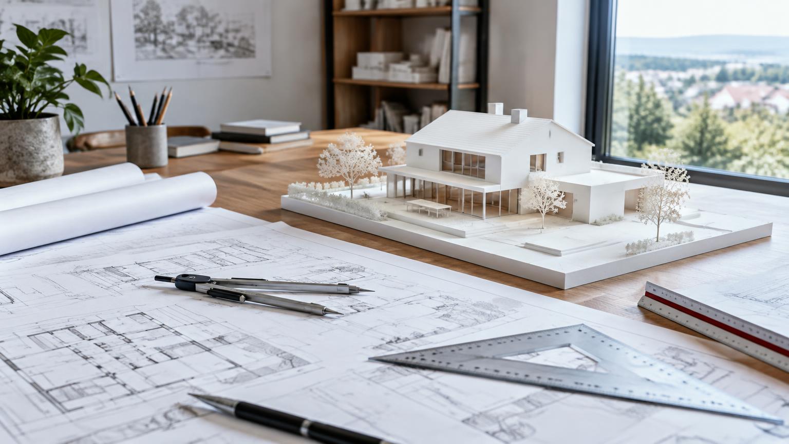 Plans d'architecte sur table à dessin
